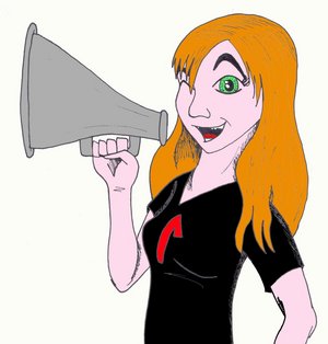 Frau mit Megaphon